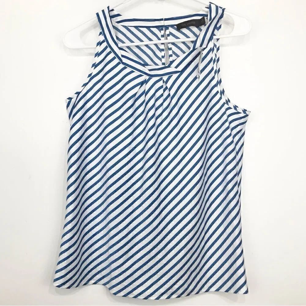 The Limited Blue Nautical Stripe Sleeveless Blouse- NEW